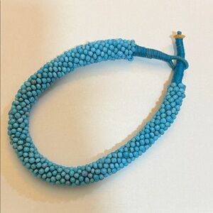 Turquoise Blue Beaded Rope Choker Necklace
